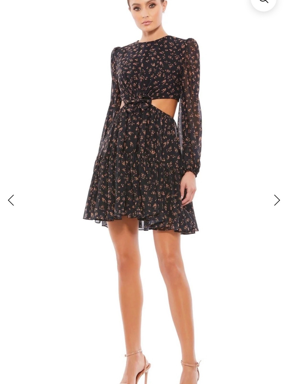 Long Sleeve Floral Cocktail Dress Floral Detail Mac Duggal 55432